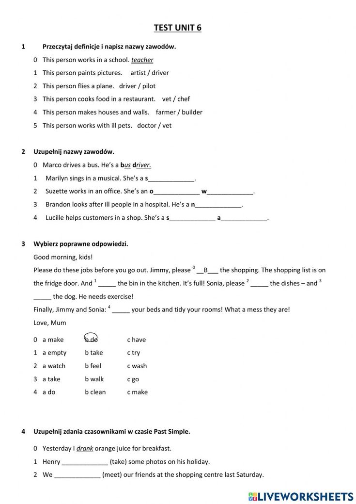English Class A1+ Liveworksheets English Class A1 Sprawdzian