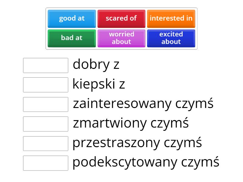 English Class A1+ Unit 3 Adjectives with prepositions - Match up Englisch Class A1 Unit 3