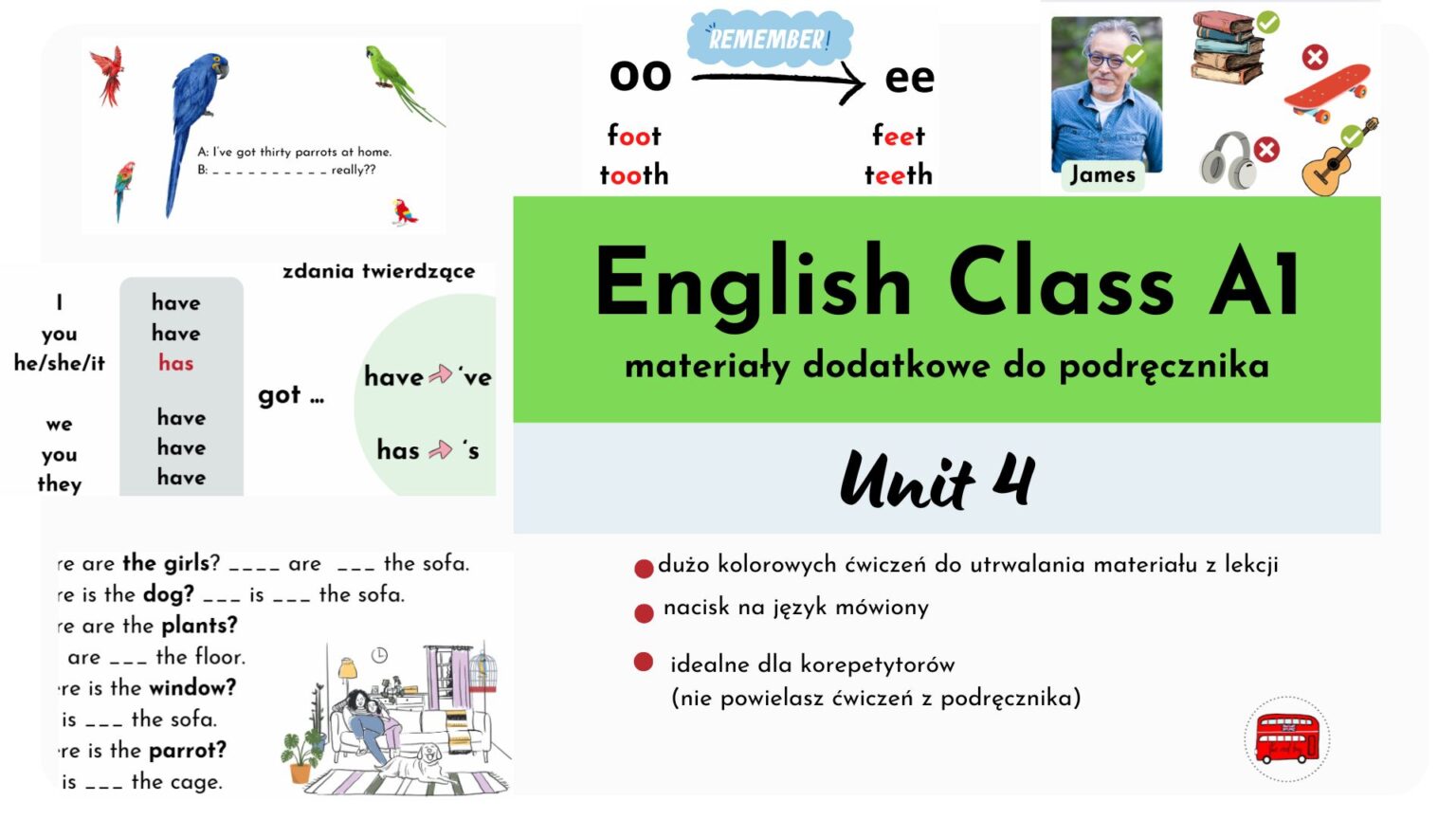 English Class A1, unit 4, materiały dodatkowe, have got, appearance English Class A1 Testy Pdf Klasa 4