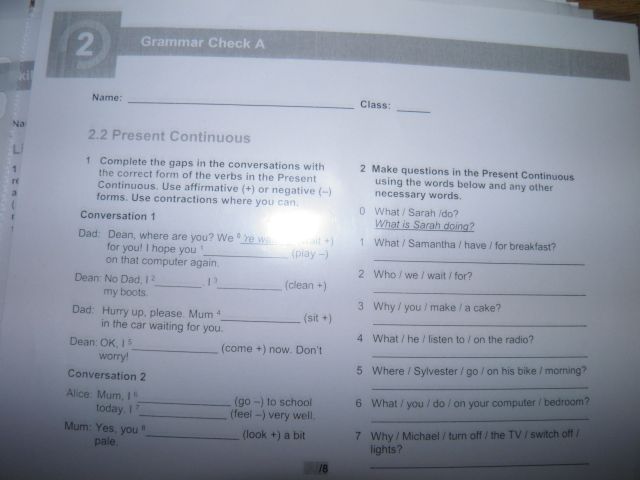 Testy Z English Class A2 Grammar