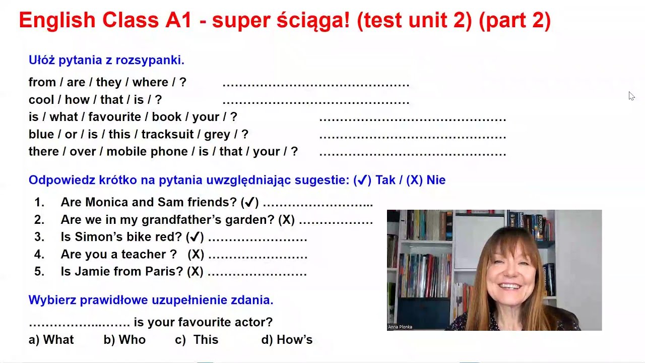 English Class poziom A1 - test unit 2 (część 2) - YouTube Test English Class A1