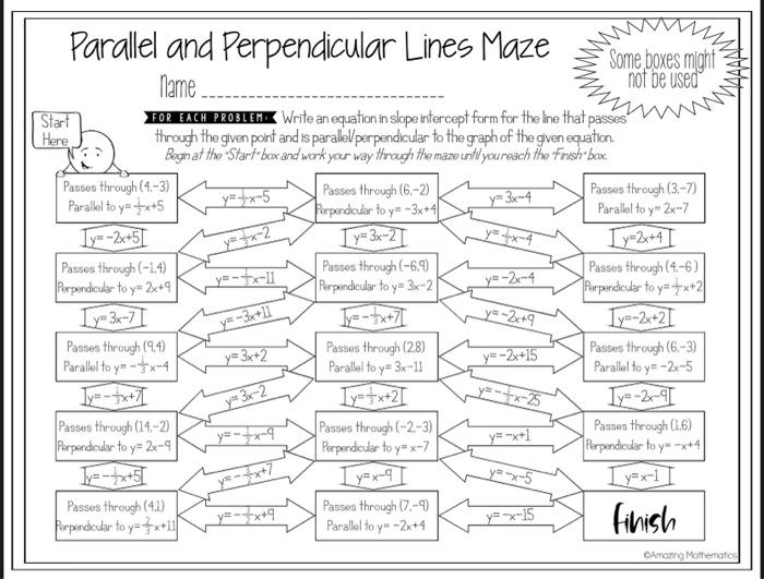 Parallel And Perpendicular Lines Maze Answer Key