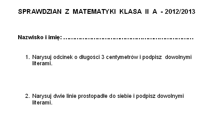 ewapalka: Sprawdzian z matematyki kl II szk. podst. Sprawdzian Z Matematyki Klasa 2 Technikum