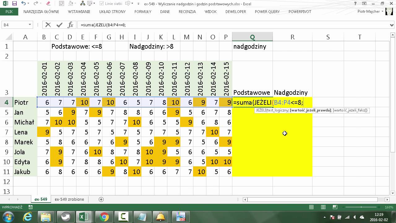 excel-549 - Wyliczanie nadgodzin i godzin podstawowych - YouTube Dzielenie Z Resztą Karta Pracy