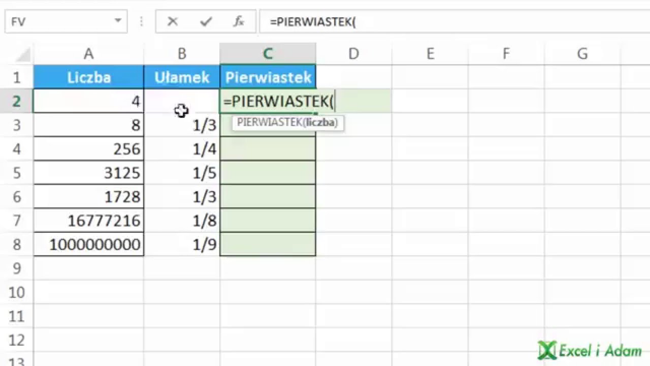 Jak Zapisać Pierwiastek W Excelu