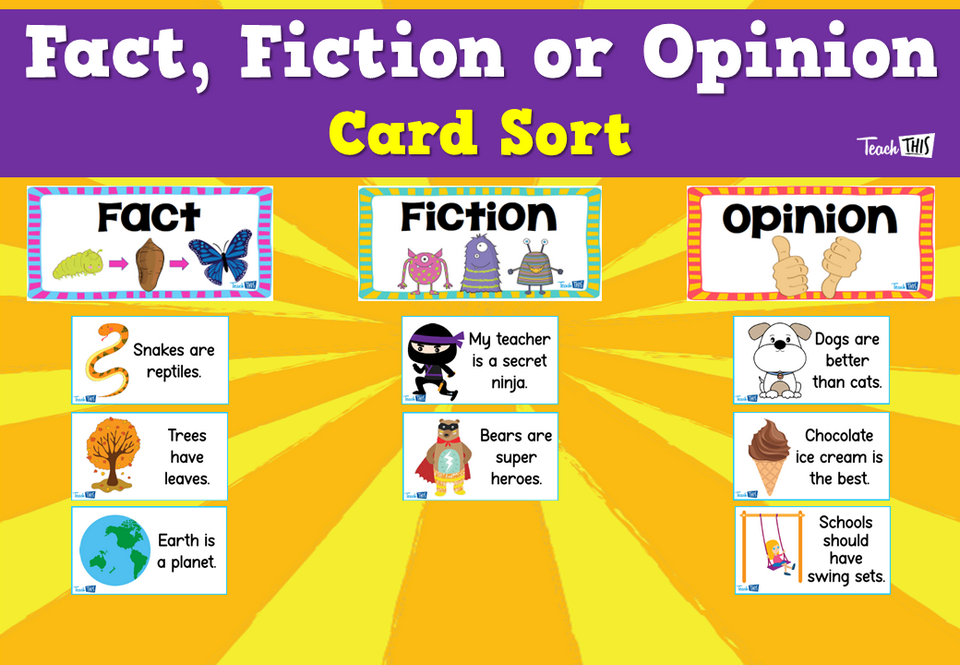 Fact, Fiction or Opinion Card Sort :: Teacher Resources and Classroom Sprawdzian Macmillan1 Fact And Fiction