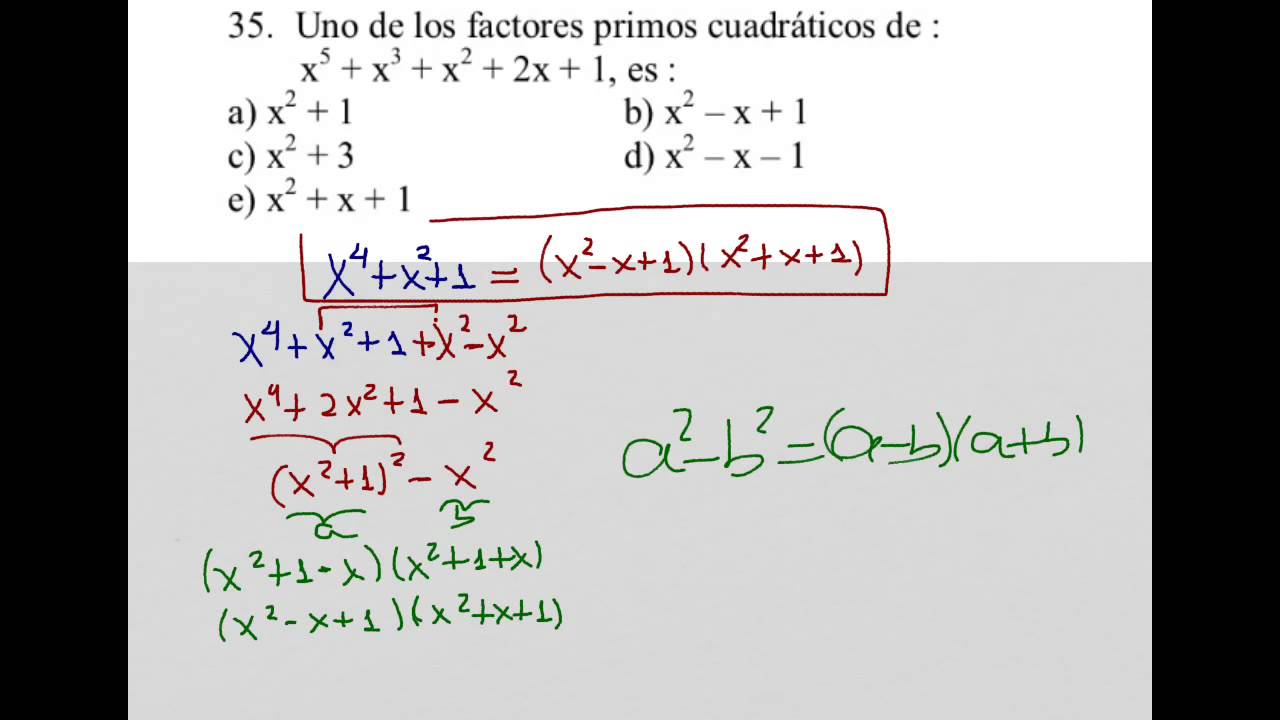 Factorización mediante artificios: x^4+x^2+1=(x^2+x+1)(x^2-x+1) - YouTube Rozwiązaniem Równania X 1 X 2 3