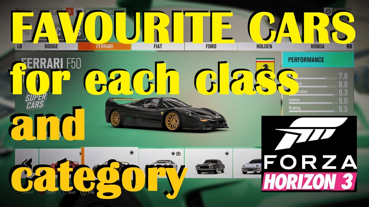 Forza Horizon 3 Best Cars For Each Class