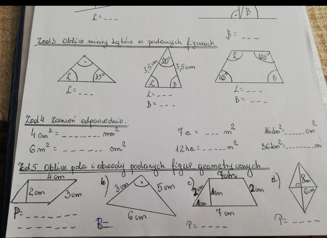 Sprawdzian Z Matematyki Klasa 7 Figury Geometryczne