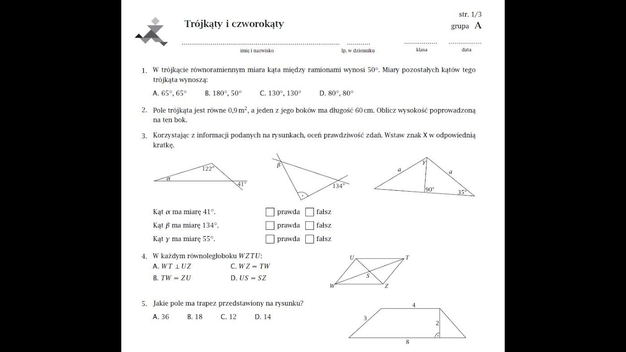 Figury Na Płaszczyźnie Klasa 8 Sprawdzian - Margaret Wiegel™. May 2023 Sprawdzian Figury Geometryczne Na Plaszczyznie Klasa 8 Pdf