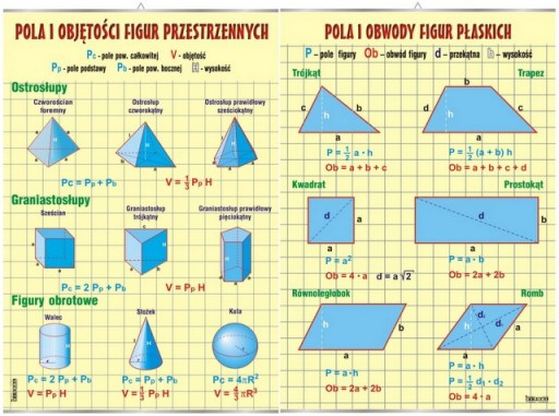 Figury płaskie i przestrzenne własności 2 plansze (9845633109 Figury Plaskie Sprawdzian Klasa 8