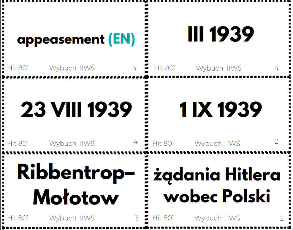 Fiszki do nauki Historia 8 - wybuch II WŚ • Złoty nauczyciel Quiz 2 Wojna Swiatowa 8 Klasa