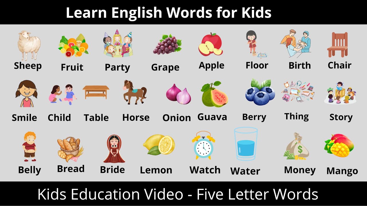 Five Letter Words - Kids Vocabulary || Five Letter Words in English 5 Letter Word Starting With Num