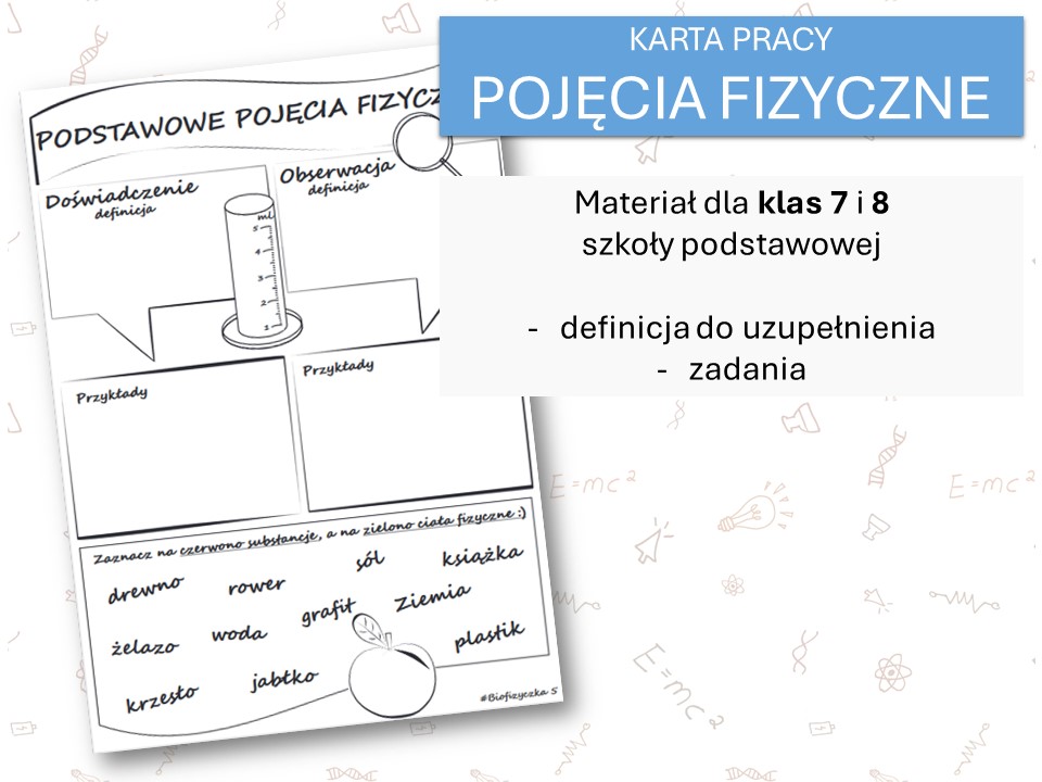 Fizyka 7 i 8. Karta pracy. PODSTAWOWE POJĘCIA FIZYCZNE. Pierwsze Sprawdzian Fizyka Klasa 7 Pierwsze Spotkanie Z Fizyka Pdf