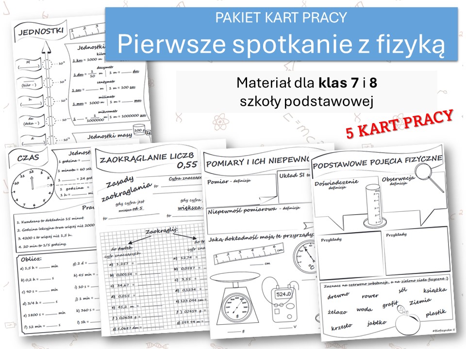 Fizyka 7 i 8. PAKIET KART PRACY. Pierwsze spotkanie z fizyką. • Złoty Sprawdzian Fizyka Klasa 7 Pierwsze Spotkanie Z Fizyka Pdf