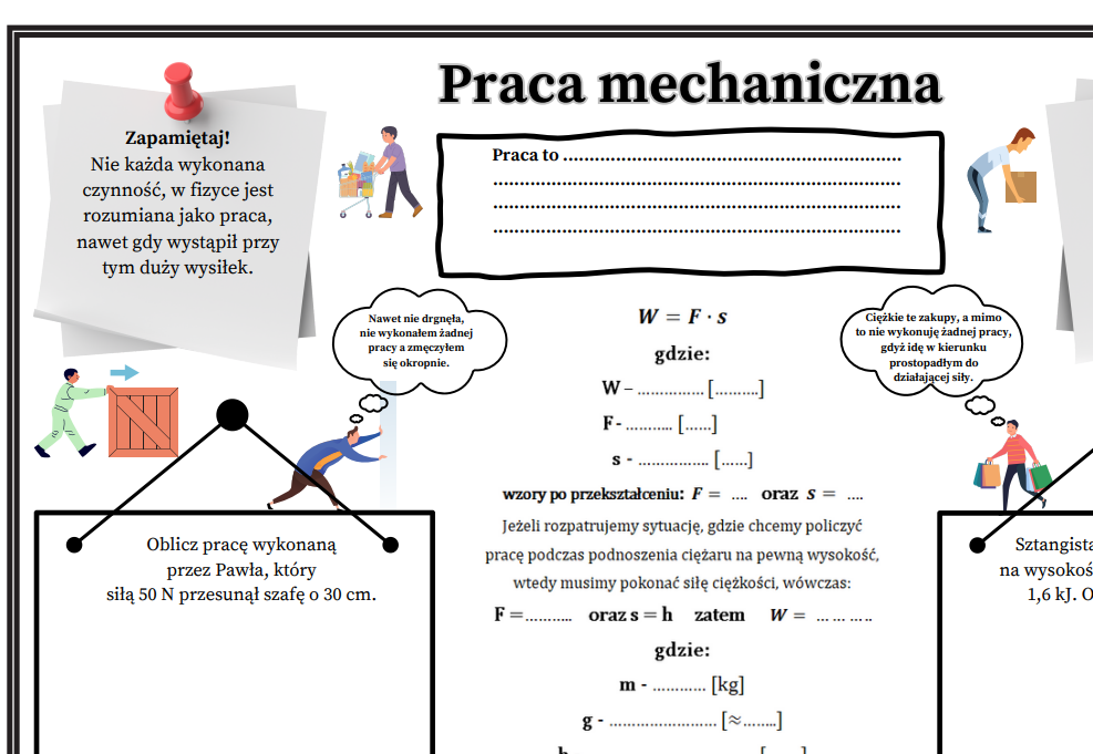 Fizyka kl.7 (SP) Temat: Praca mechaniczna (graficzna karta pracy Klasa 7 Dzial 2 Fizyka