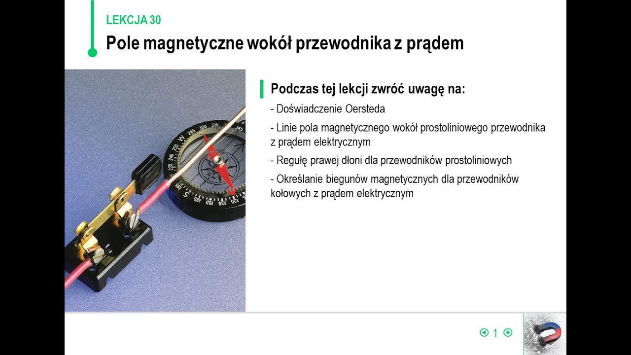 Fizyka - klasa 8 - Pole magnetyczne wokół przewodnika z prądem - YouTube Igła Magnetyczna Umieszczona W Pobliżu Przewodnika Z Prądem Elektrycznym