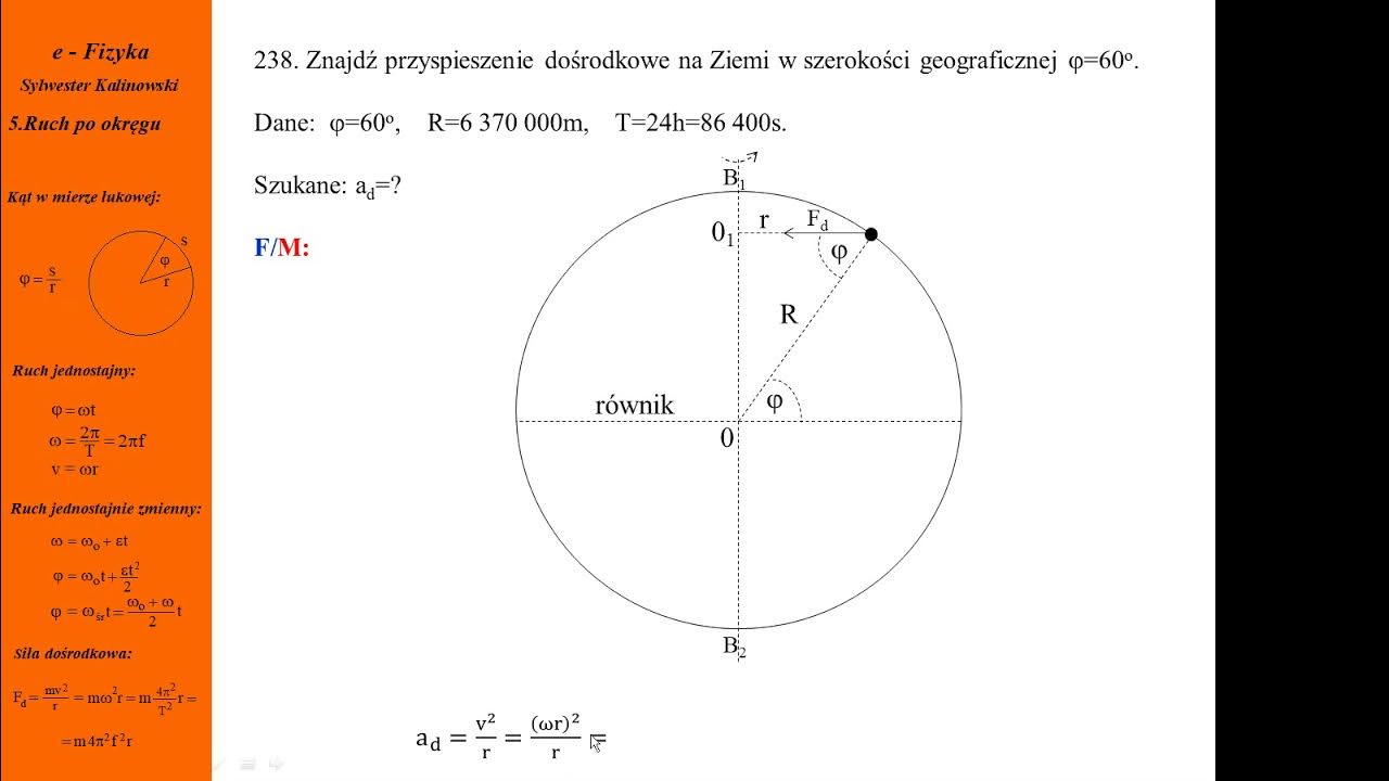 Fizyka - Kurs maturalny - Ruch po okręgu - zadanie nr 238 - YouTube Ruch Po Okregu Zadania
