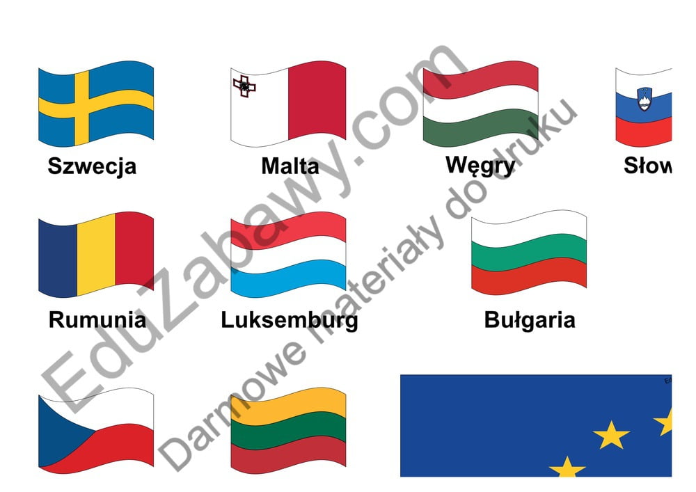 Flaga Europy Do Druku Flagi Krajów Unii Europejskiej Do Wydruku