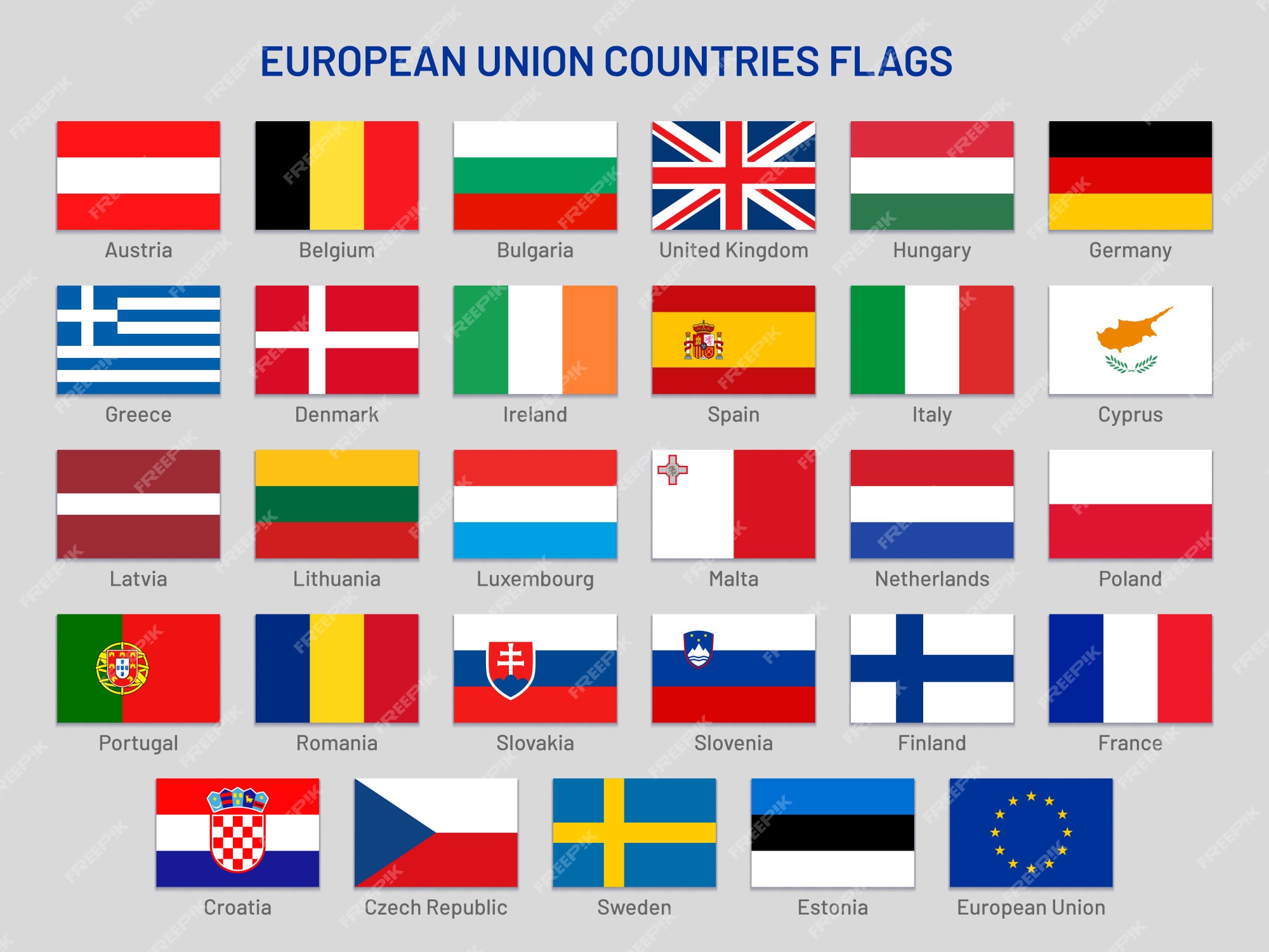 Kraje Unii Europejskiej Flagi