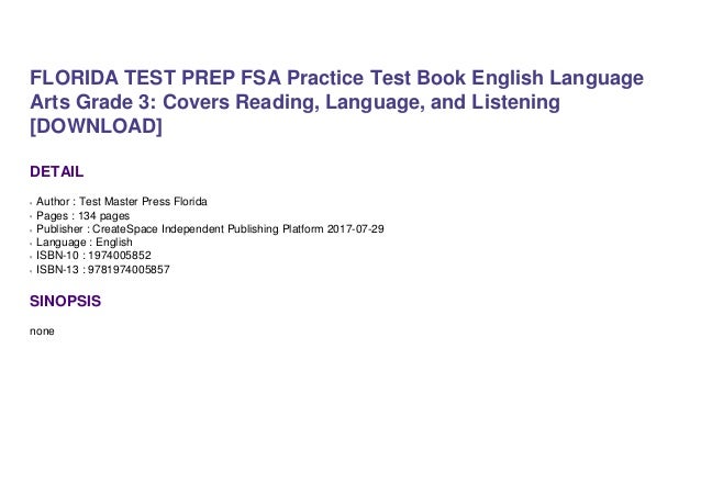 FLORIDA TEST PREP FSA Practice Test Book English Language Arts Grade Florida Test Prep Workbook My Perspectives English Iii Grade 11 Answer Key