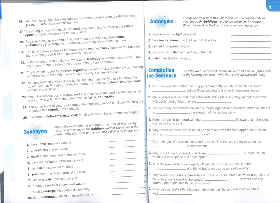 Foundations 2&4 - ENGLISH I WITH JEFF MERCADO Vocabulary Workshop Level E Review Units 4 6 Answer Key