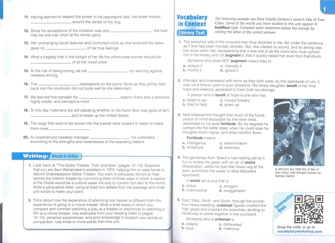 Foundations 2&4 - ENGLISH I WITH JEFF MERCADO Vocabulary Workshop Level E Review Units 4 6 Answer Key