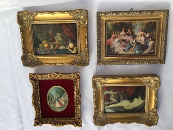 Four framed reproductions on silk - Diego Vélasquez “Venus - Catawiki Wenus Z Lustrem Diego Velazquez