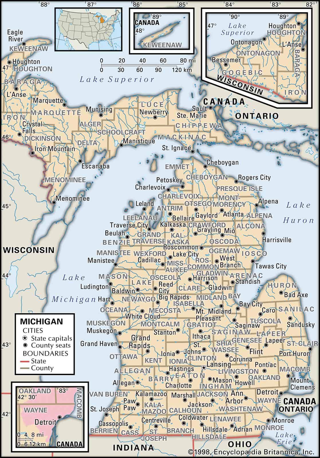 Free Printable Map Of Michigan Counties Międzynarodowa Unia Ochrony Przyrody I Zasobów Naturalnych