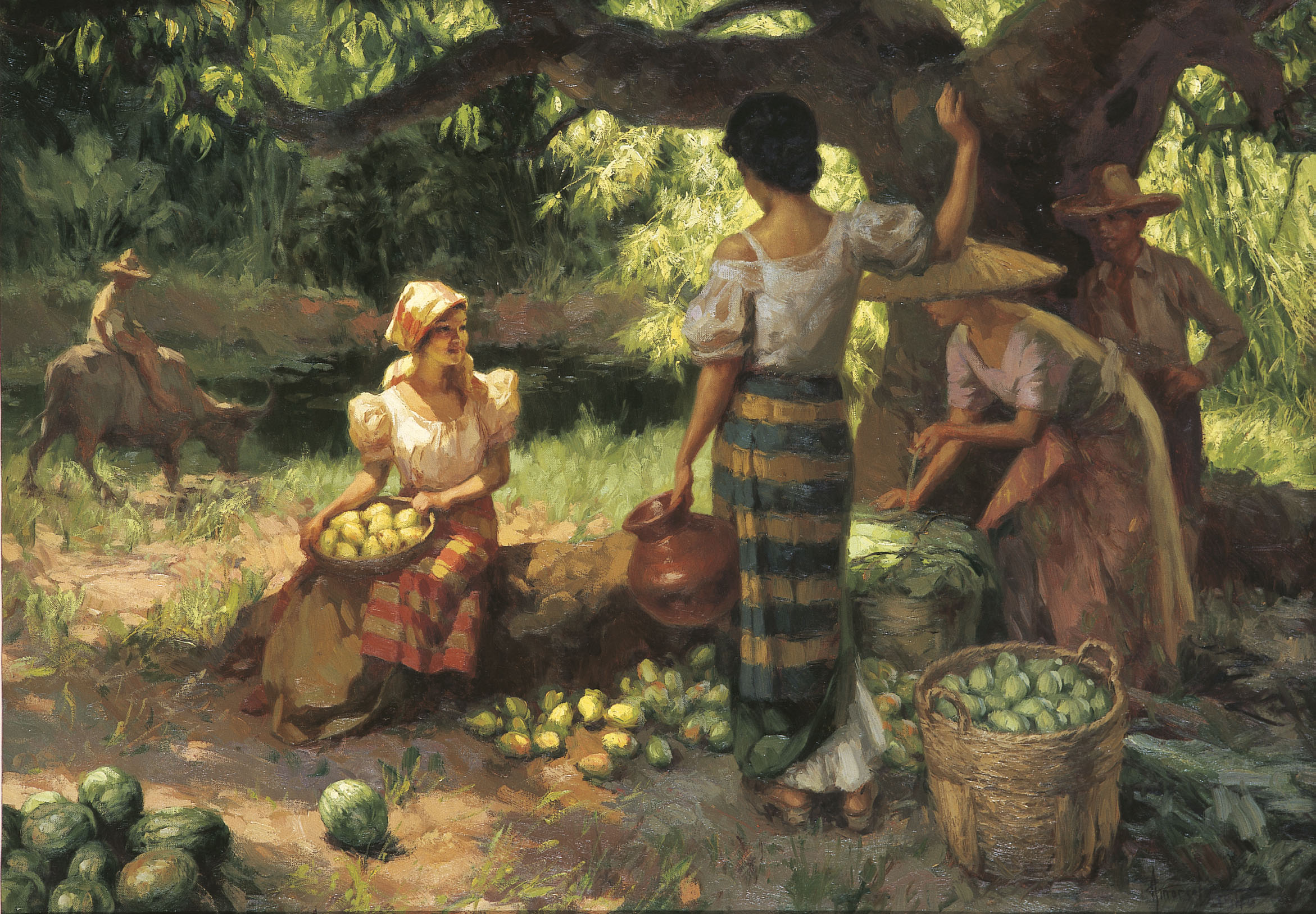 Fruit Pickers Harvesting Under The Mango Tree Fernando Amorsolo Fruit Pickers Harvesting Under The Mango Tree