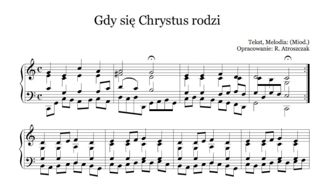 Gdy się Chrystus rodzi - nuty i tekst pdf na organy lub pianino do Gdy Się Chrystus Rodzi Na Flecie