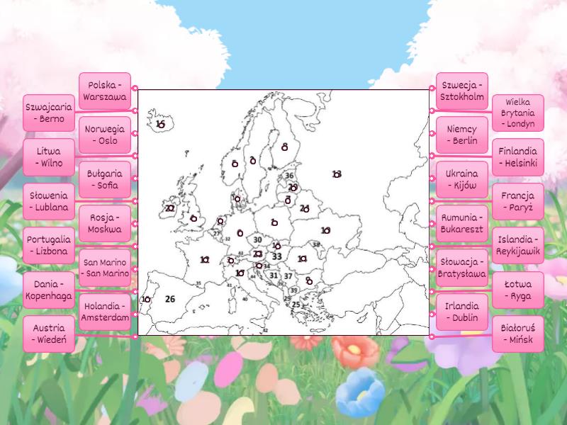Geografia Kraje Europy i ich Stolice (zaznacz na mapie) - Rysunek z opisami Państwa Europy I Ich Stolice Tabela
