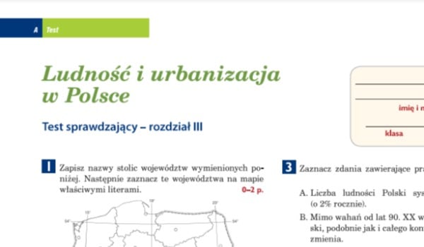 Obszar Ludnosc I Urbanizacja W Polsce Sprawdzian Nowa Era Odpowiedzi