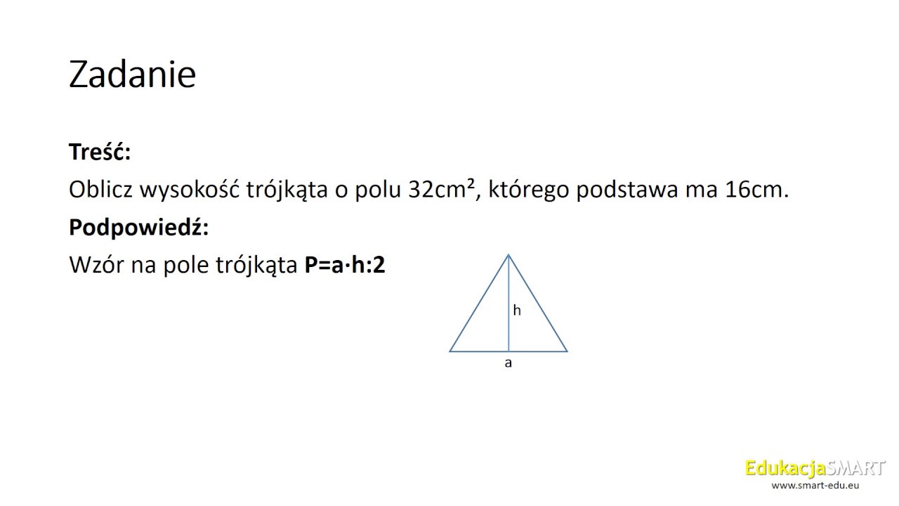 Geometria - pola figur - trójkąt (1) - zadania - klasa 5-6 - YouTube Matematyka Geometria Klasa 5 Zadania