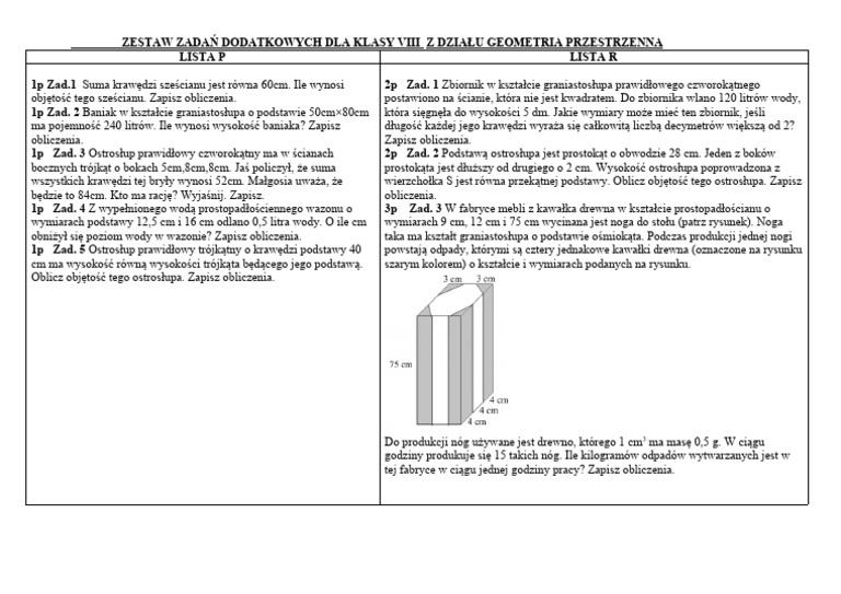 Geometria Przestrzenna Klasa 8 Sprawdzian Pdf