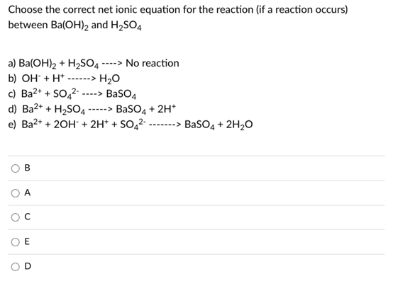 Ba Oh 2 H2so4 Ionic Equation