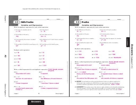 Glencoe Algebra 1 Chapter 4 Test Answer Key