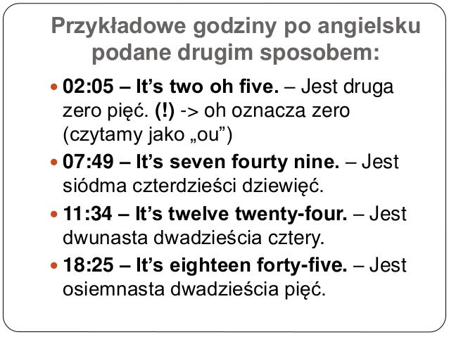 Godziny po angielsku Jak Sie Pisze Godziny Po Angielsku