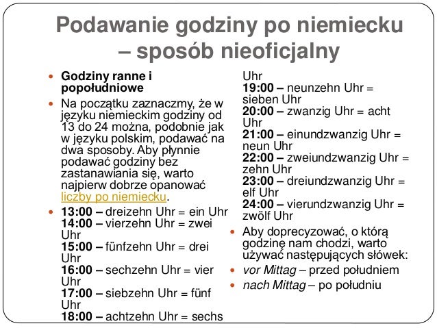 Godziny Po Niemiecku Oficjalnie I Nieoficjalnie