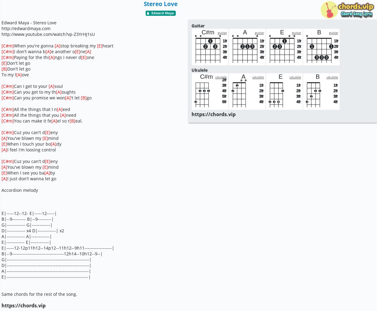 gostaqua - Blog My Hearts A Stereo Chords