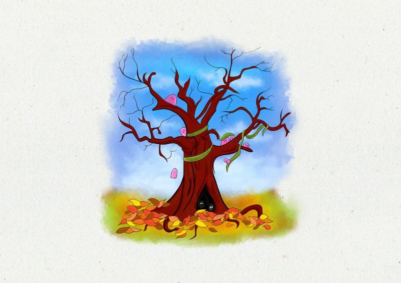 Grafika cyfrowa – rysunek magiczne drzewo | Grafik Kraków Magiczne Drzewo Czerwone Krzesło Rysunek