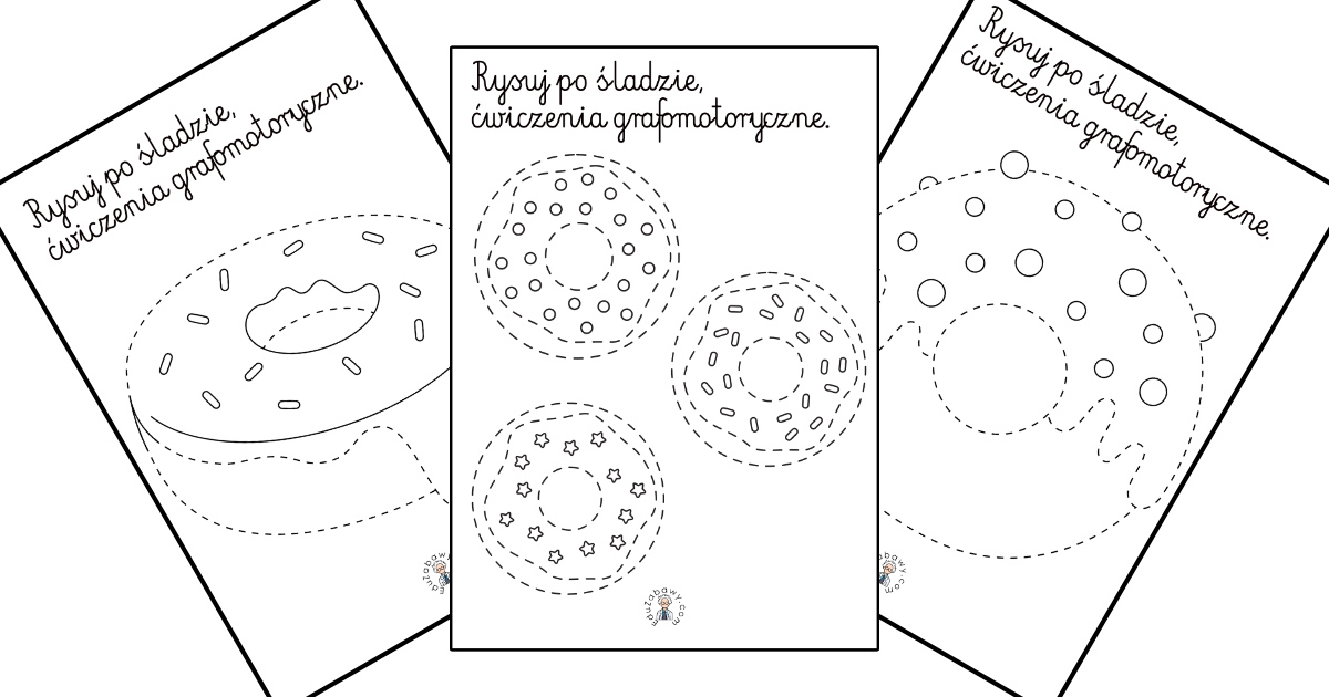 Grafomotoryka: Rysowanie po śladzie: karty pracy dla 4, 5 latków do druku Karty Pracy Dla 4 Latka Do Wydrukowania