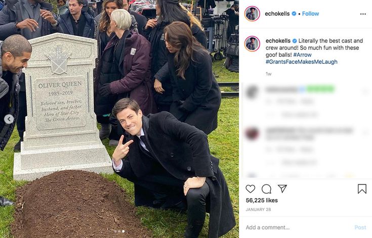 Grant Gustin Next To Oliver Queen's Grave | Know Your Meme Grant Gustin Next To Grave