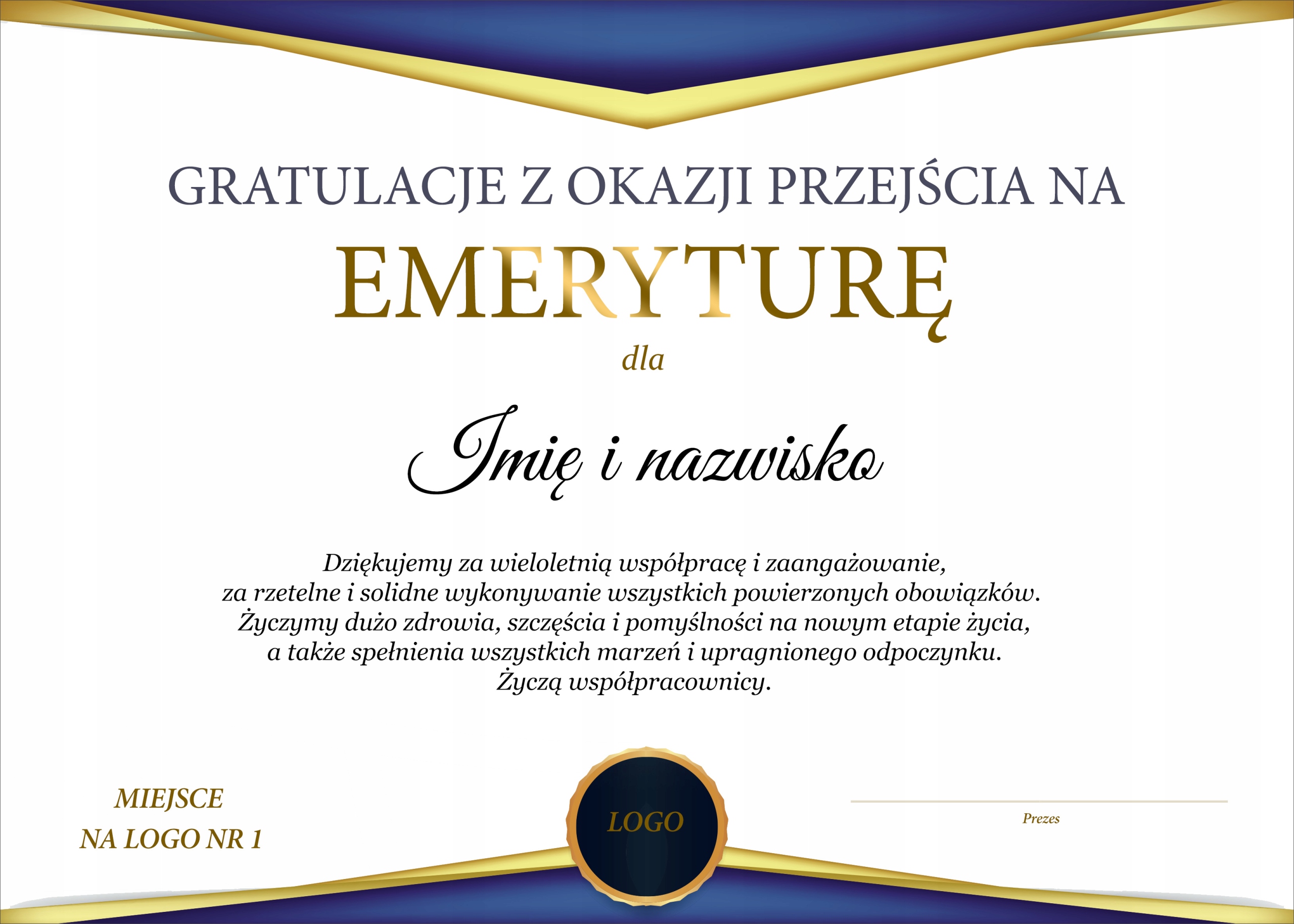 Gratulacje z okazji przejścia na emeryturę - A4 • Cena, Opinie • Papier Serdeczne Gratulacje Z Okazji Przejścia Na Emeryturę