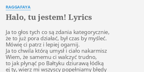 Jestem Tu Robię To Co Chcę Tekst