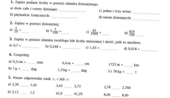 Quiz Z Matematyki Klasa 5 Dzial 1