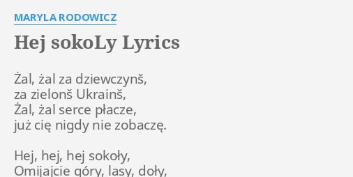 Hej Sokoly Tekst Polski