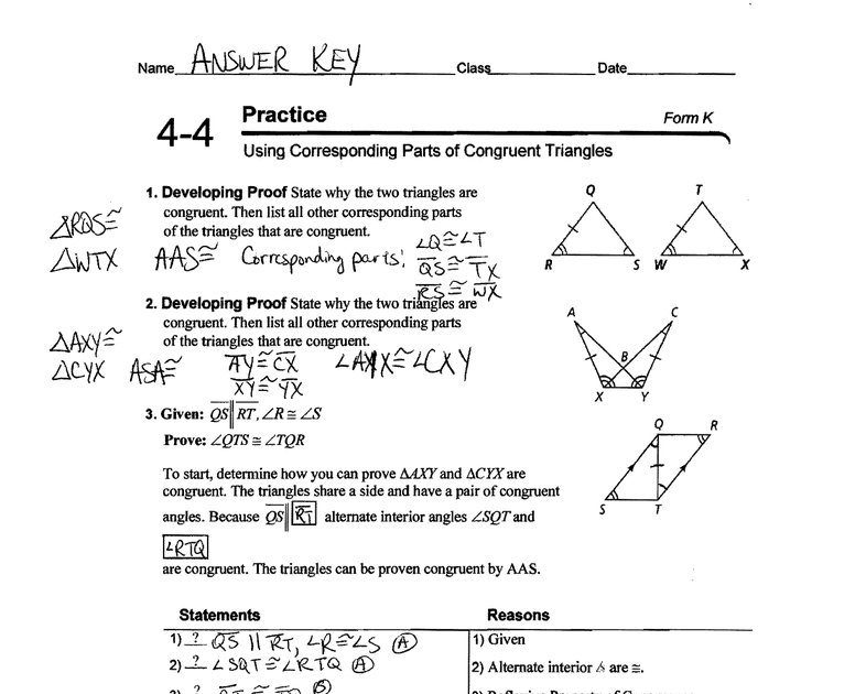 Unit 4 Congruent Triangles Homework 1