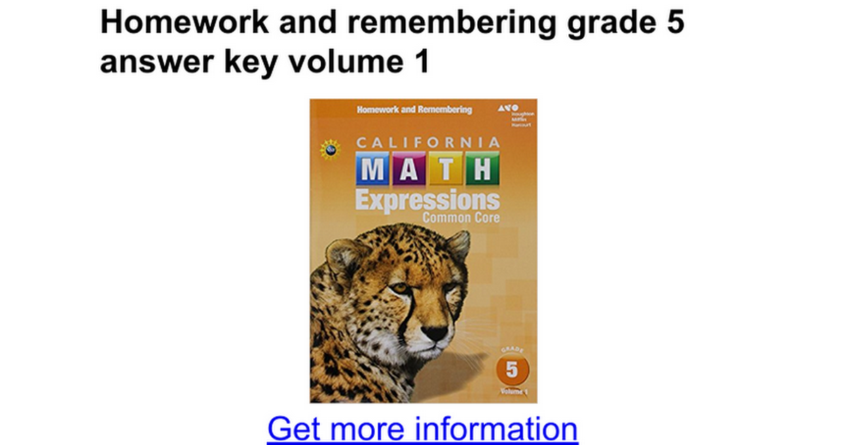 Homework and remembering grade 5 answer key volume 1 - Google Docs Homework And Remembering Grade 5 Answer Key Volume 2