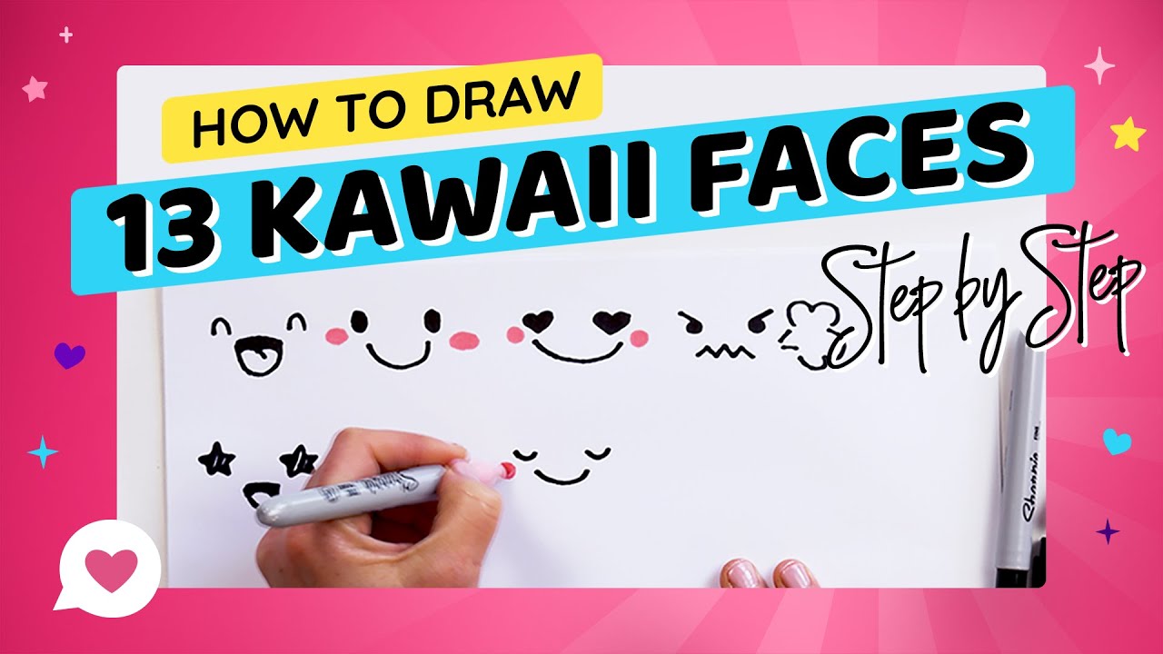 How to Draw 13 Different Cute Kawaii Faces Step by Step - YouTube How To Draw Kawaii Face